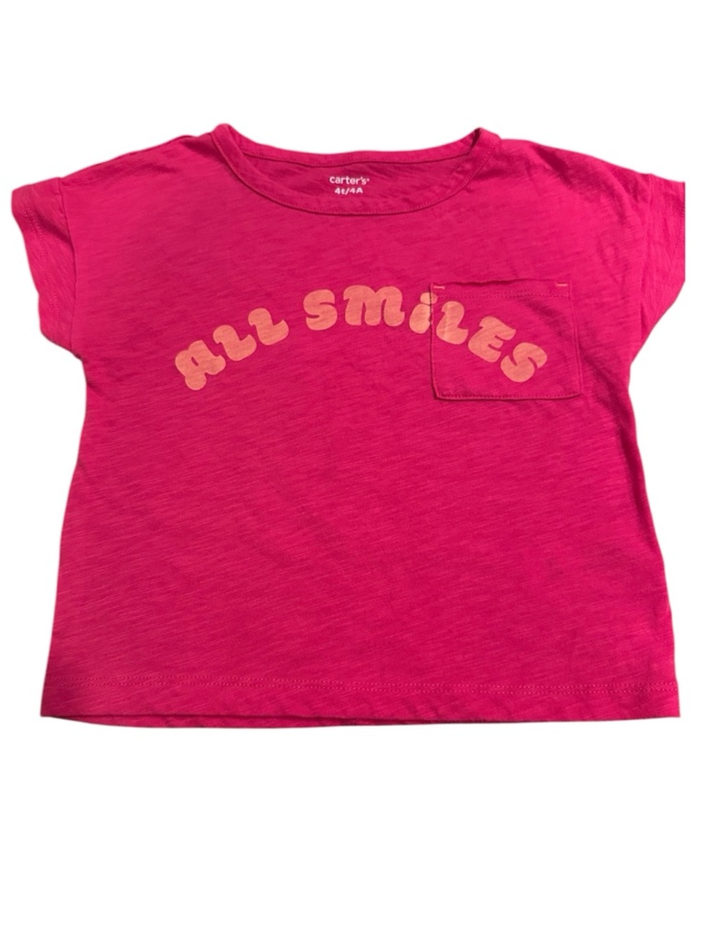 Carter's Hot Pink 'All Smiles' Short Sleeve Pocket Tee | EUC